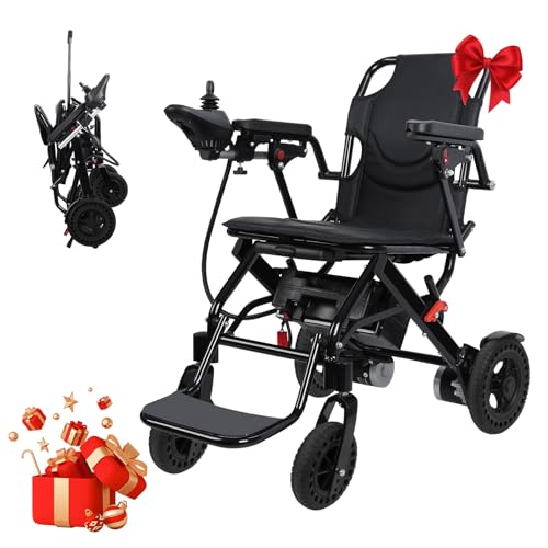 Lightweight Foldable Electric Wheelchair for Adults, 22kg Portable Powerchair with 500W Motor & 12 Mile Range, Airline Approved, Removable Battery, 120kg Capacity for Travel & Daily Use (Black)