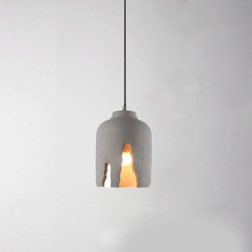 Modern Grey Pendant Light Fixtures, Nordic Industrial Cement Shade Ceiling Hanging Lighting, Vintage Farmhouse Chandelier for Dining Room Bedroom