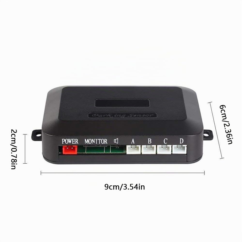 MASO, radar wireless per retromarcia auto con kit 4 sensori, sensore di parcheggio retromarcia auto con sistema radar sensibile, radar wireless per retromarcia auto DC 12V 0,3-2,0m/11,81-78,74in, Nero