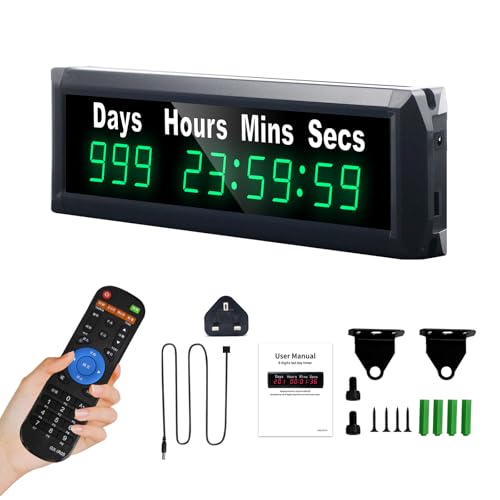 Ousmile Großer Countdown-Timer für 999 Tage, Countdown-Timer, Countdown-Uhr mit Fernbedienung, 12/24 Stunden Echtzeit, Countdown-Kalender für Ruhestand/Hochzeit/Geburtstag/Neugeborene/Urlaub (grün)