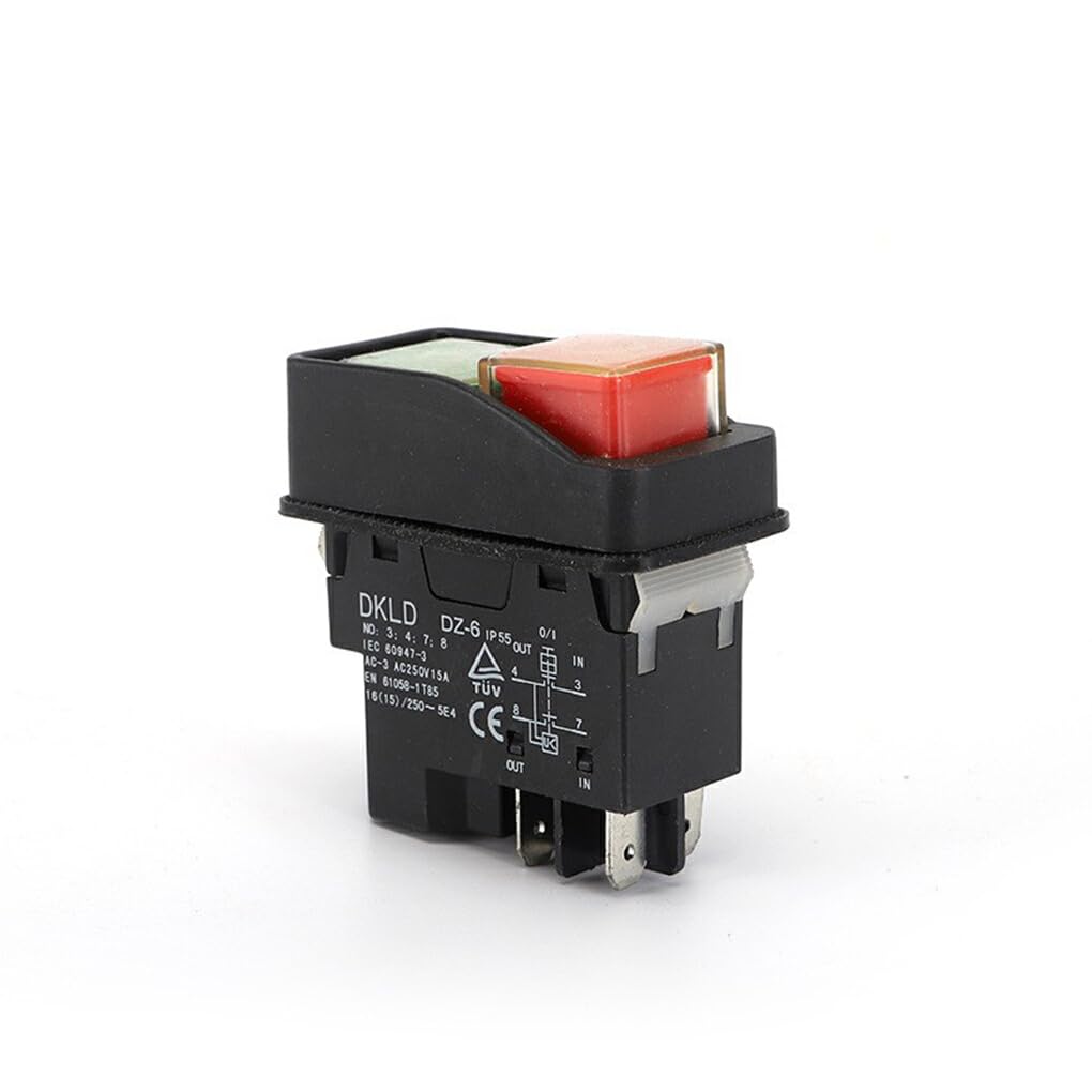 Botón pulsador DKLD DZ6 Protección contra sobrecarga Interruptor electromagnético a Prueba de Agua Rendimiento Estable Interruptores de Seguridad Licuadora, DKLD/DZ-6 Cinco Patas