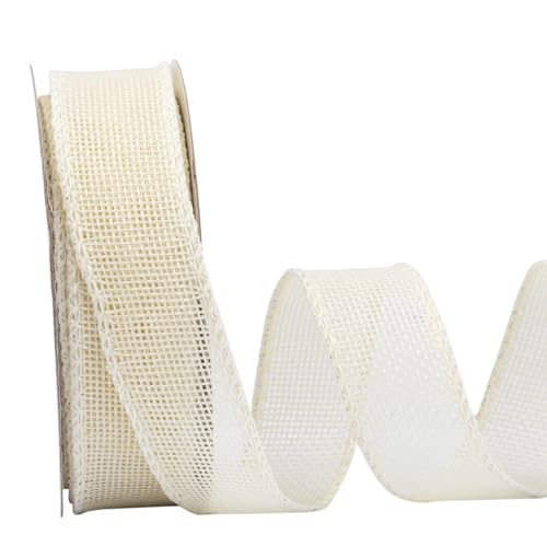 Fondersy 9-Meter Ivory Burlap Ribbon Wired Burlap Ribbon, 25mm Width for Gift Wrapping Floral Arrangements, Wreath Making - Image 2