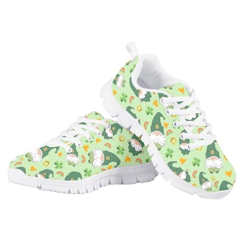 Green Themed Kids Running Shoes Girls Sport Sneakers St.Patrick's Day Motif3