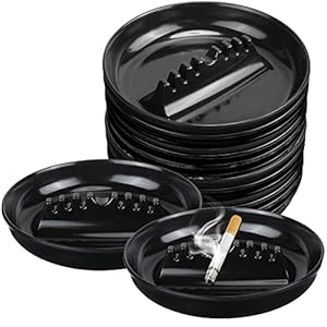 Reginary 12 Pcs Round Ashtray Large Plastic 6.69″ Ashtray Holder Vintage Ash Tray for Indoor Outdoor Home Bar Restaurant Tabletop Ash Tray