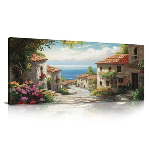 Canvas Wall Art Italy Town Tuscany Streets Mediterranean Towns Landscape