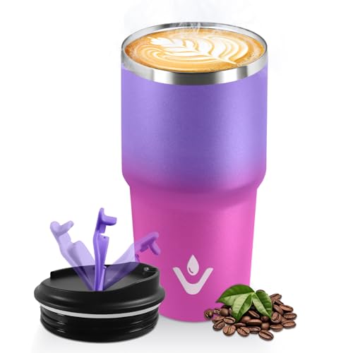HoneyHolly Termo Cafe 600 ML, Reutilizables, Vaso Termico Cafe Antigoteo para Coche, Acero Inoxidable 304, Taza Termica Para Llevar, Termo Café Hermético para Café Frío y Caliente, Leche y Té