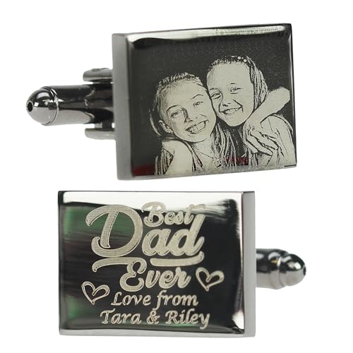 Personalisierbare Manschettenknöpfe, Vatertagsgeschenk, Fotogravur, Vater, Opa, Onkel, Bruder, Hochzeitsgeschenk, Usher Manschettenknöpfe, individuelles Andenken, Geschenk in Box, Weihnachten,