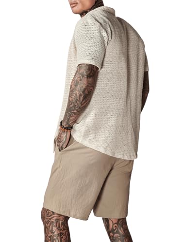 Men's 3 Pieces Outfit Sleeveless Tank Top and Drawstring Waist Shorts Set with Button Down Shirt2