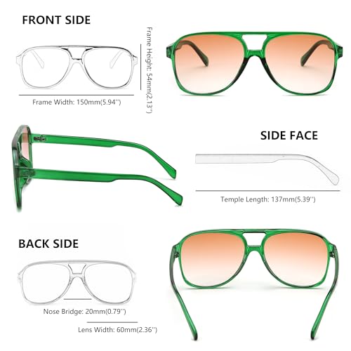 Image of FEISEDY Vintage Retro 70s Plastic Aviator Sunglasses Women Men Classic Large Squared Frame B2751