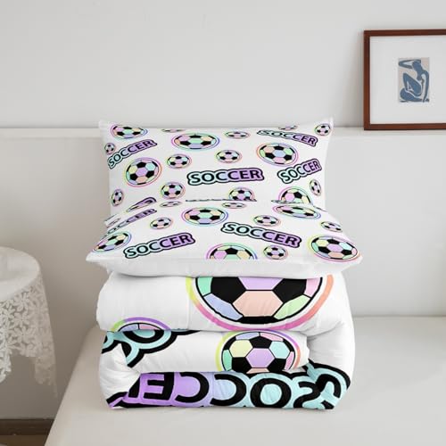 Image of Feelyou Colorful Soccer Ball Coverlet Set Comforter Queen Size for Kids