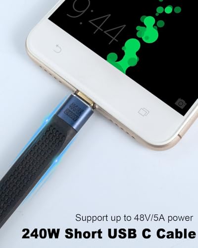 Image of Duttek Short USB C to USB C Extension Cable 5Inch, (240W PD Fast Charging, 40Gbps, 8K Video) Short Thunderbolt 4 Extension Cable for USB 4 Cord, iPhone 15 /16, MacBook, MacBook, Carplay, External SSD