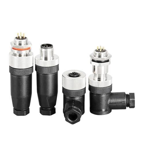 Conector M12 hembra de 5 pines en codo impermeable para aviación con acoplamiento roscado 20 uds 2