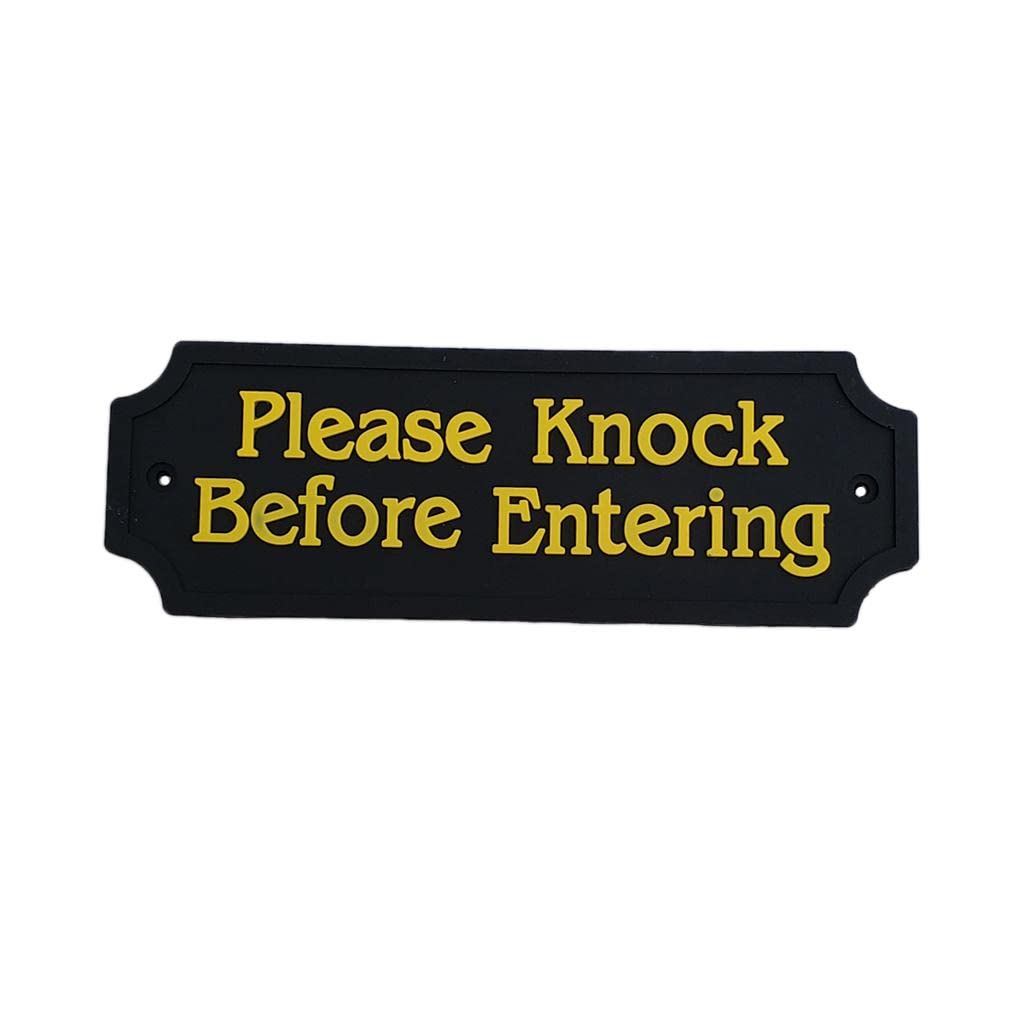 Black Statement Plaque Garden Wall Door Sign Please Knock Before Entering