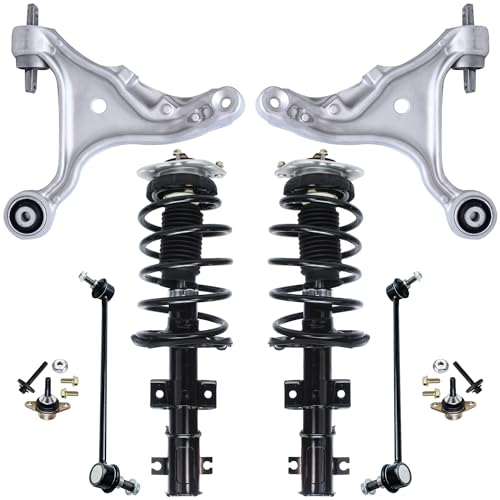 Image of Detroit Axle - 8pc Front End Suspension Kit for 2001-2007 Volvo S60 V70 2 Ready Struts 2 Lower Control Arms 2 Lower Ball Joints 2 Sway Bar End Links 2002 2003 2004 2005 2006 Replacement