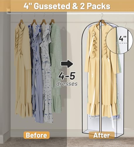 MISSLO Portable 70" Wedding Dress Garment Bag 65" Clear Garment Bags3