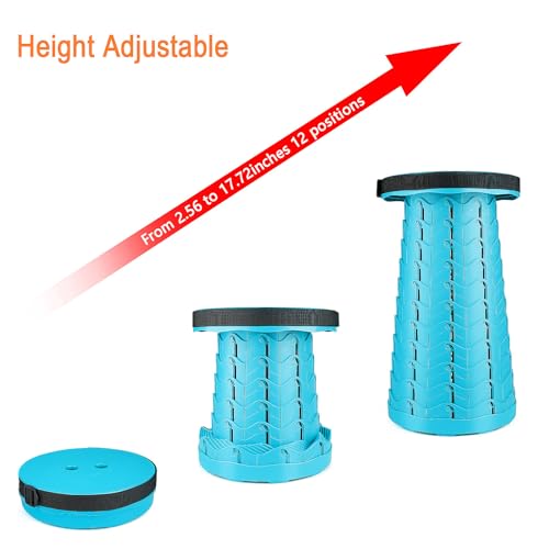 Image of Boreeman Upgraded Folding Stool Lightweight Yet More Sturdy with Load Capacity 400lbs Portable Collapsible Stool for Camping Fishing Hiking BBQ (Light Blue)