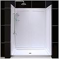 DreamLine 36 in. D x 60 in. W x 76 3/4 in. H Center Drain Acrylic Shower Base and QWALL-5 Backwall Kit In White, DL-6192C-01