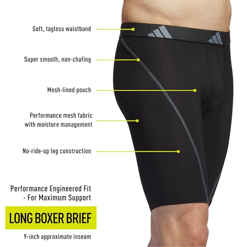 Performance Mesh Long Boxer Brief Underwear (3-Pack) for Active Sport and All Day Comfort, Soft Breathable Fabric