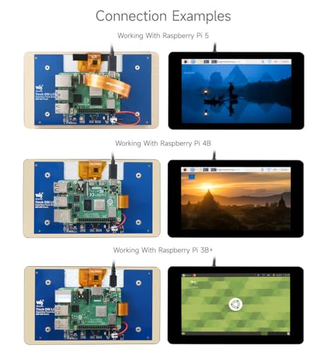 Image of Waveshare 7inch Capacitive Touch Display for Raspberry Pi 800x 480 Resolution with DSI Interface Supports Pi 4B /3B+ /3A+ /3B /2B /B+ /A+