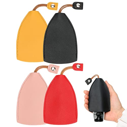 Housse de protection pour clé de voiture | 4 pièces en cuir PU pour clés de voiture | Porte-clés coulissant pour clé | Manchon De Clé De Voiture De Grande Capacité Pas Facile À Glisser, Pour Tenir 5 À Cover