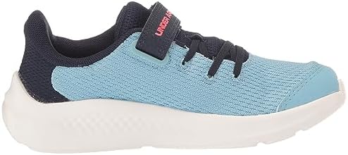 Under Armour Girls Pre School Pursuit 3 Big Logo Alternate Closure Running Shoe, (400) Blizzard/Midnight Navy/Pink Shock, 13 Little Kid | Image 5