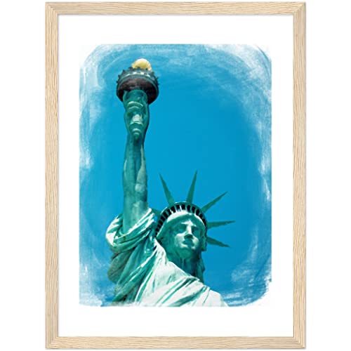 Impression d'art New York Liberty sous cadre noir élégant 30 x 40 cm