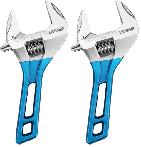 Image of Lichamp 8-Inch Stubby Adjustable Wrench with 44 mm Wide Jaw Opening for Plumbing Automotive and Industry Tight Spaces Work (Pack of 2)