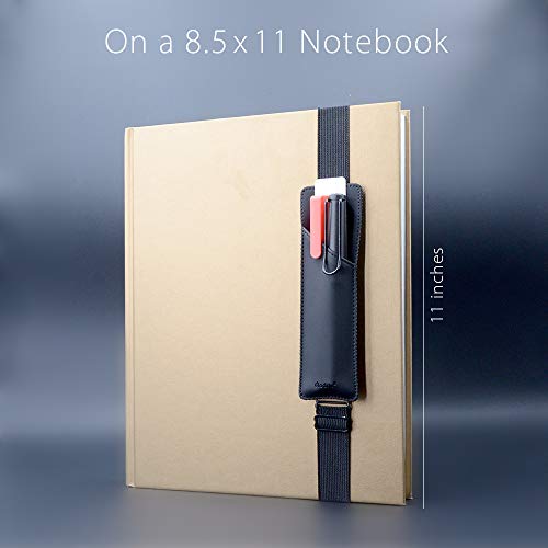 Adjustable Elastic Band Pen Holder, Pencil Holder, Pen Sleeve Pouch For Hardcover Journals, Notebooks, Planners, Fits Notebooks From 8" To 11” In Height, Hold 2 Or 3 Pens, Pu Leather, Detachable. #TOP3