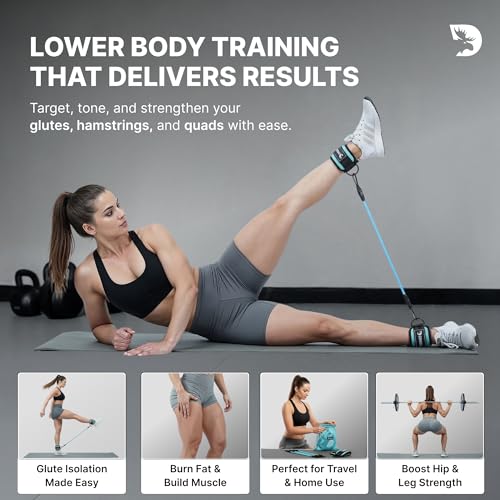 Image of DMoose Ankle Strap for Cable Machine - One Size Fit with Premium Padding, Workout Kickback Ankle Cuffs, Ankle Bands for Working Out, Booty Workouts, Leg Extension, Hip Abductors & Lower Body Exercises