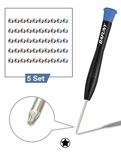 DAFUNY Repair Replacement Screws 5 Set(50pcs) Compatible with Unibody MacBook Pro Retina + 1pcs 5-Point Pentalobe Screwdriver for A1425 A1502 A1398 13