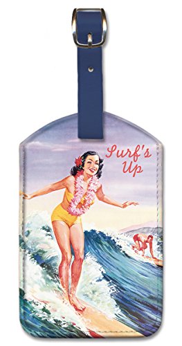 Image of Pacifica Island Art Leatherette Luggage Baggage Tag - Surfs Up by Lafferty