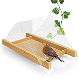 🌧️ DURCHDACHT: Die Bodenfutterstation schützt Vogelfutter und Vögel unter dem spitzen Acryl-Dach vor Witterungen. Regenwasser fließt sofort ab!