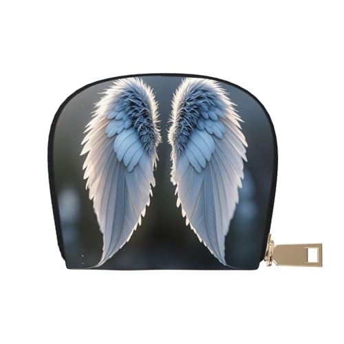 Fluffy Wings Print Credit Card Holder, PU Leather Small Card Bag Wallets with Zipper for Women Men id Business Card