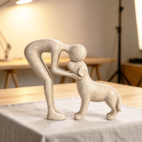 Cadeau commémoratif animaux, statue garçon et chiot pour cheminée - 3