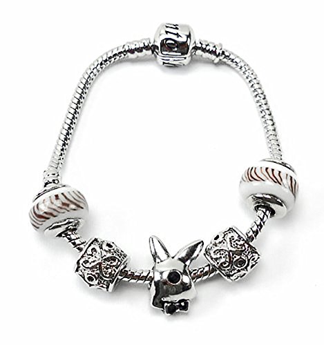 Preisvergleich Produktbild Damen Armband silber Beads Charms in einzigartiger Zusammenstellung Bunny White