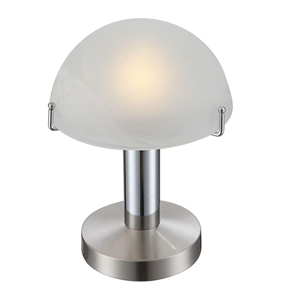 Globo LED Tisch Lampe Leuchte Nickel Matt Chrom Glas Touch Schalter Schlaf Zimmer, 21934