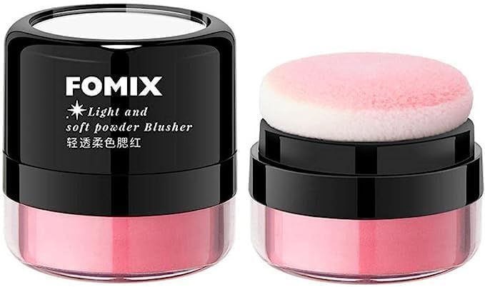 FOMIX チーク ポンポンミネラルチーク パフ付き ハイグロス コンター フェイス ブラッシュ クッション ソフト 高発色 軽量感 通気性 ナチュラル コスメ 05#ミルクティー