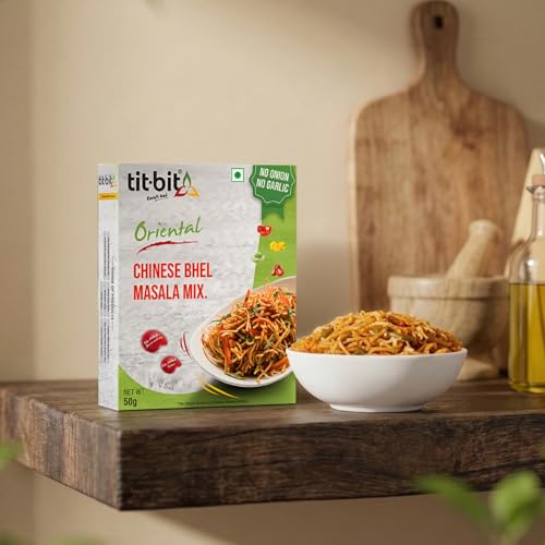 Image of Tit-Bit Chinese Bhel Mix Pack of 5 (250gm) Chowmein Masala, No Onion No Garlic, Quick & Easy to Cook Chinese Bhel Masala