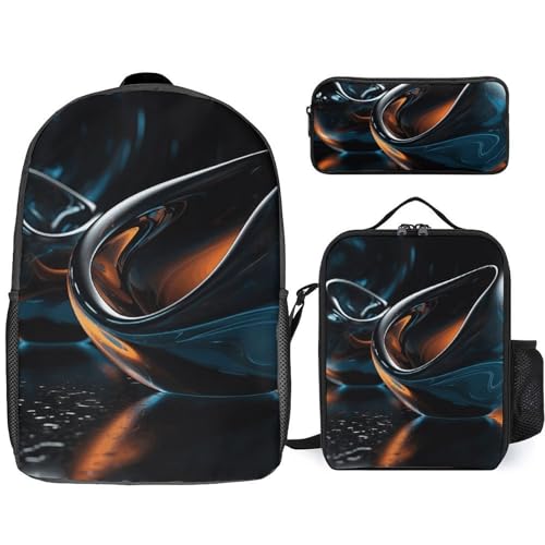 3 Piece Backpack for Women Men Lightweight Causal Daypack Shoulder Bag Set with Insulated Lunch Bag And Pencil Case Organizers Craft Decorations
