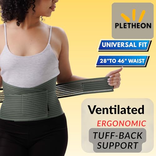 Image of PLETHEON Lumbo Sacral Lumbar Support Belt Green for Men & Women | Adjustable Lower Back & Spine Support | Fit From 30 to 46 Inch Waist