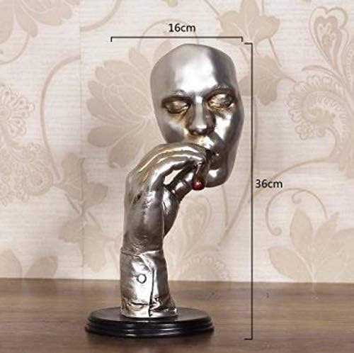 TUKURIO Figurine Artwork Home Sculpture Decorations Retro Meditators Abstract Man Smoking Cigar Creative Face Statue