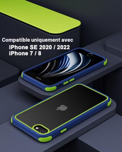 Etui iPhone SE 2020 antichoc coque transparente rigide PC silicone vert - 2