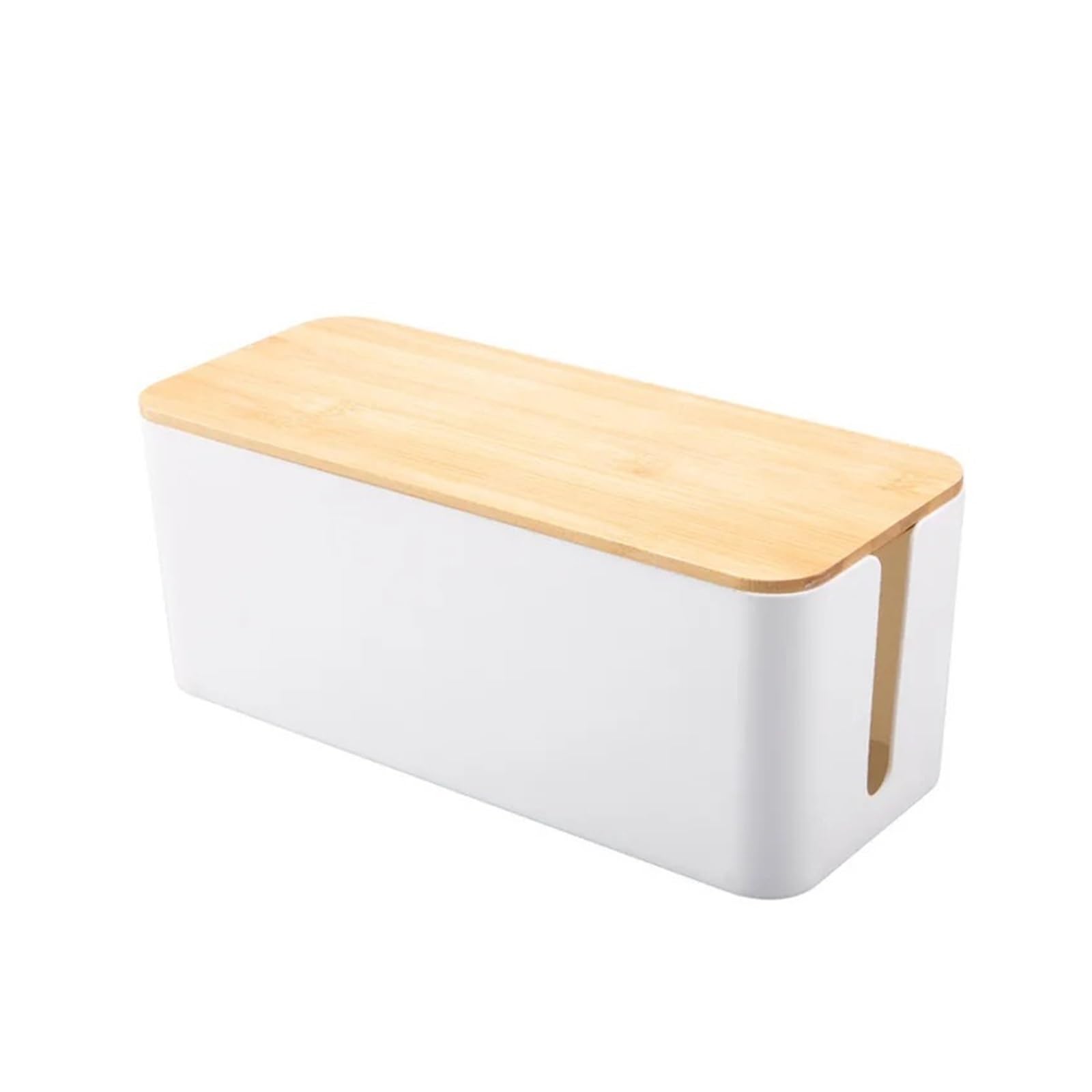 HIZON Caja de Almacenamiento de Cables, Caja de regleta de alimentación de Madera, Organizador de gestión de Cables, contenedor de Almacenamiento de Enchufe de Cargador(L-40.5x15.7x13.6cm)