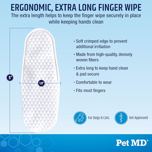Image of Pet MD Advanced Ear Finger Wipes for Dogs & Cats - Cucumber Melon (50ct) | Non-Irritating Cat Ear Wipes & Puppy Ear Cleaner - Pet Safe Cleaner to Aid in Itchiness and Odor