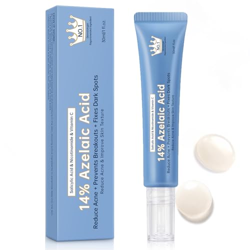Azelaic Acid 14 Percent Cream For Dark Spots, Azelaic Acid Acne Gel For Redness Relief, 30ML Azelaic Acid Serum With Salicylic Acid, Niacinamide & Vitamin C, Relieve Irritation.