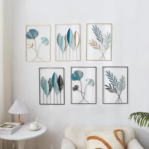 Image of SHREE 'O' GREEN TECH - Handcrafted Metal Golden Abstract Leaf Frame Wall Art Sculpture Large Multicolor Decorative Wall Hanging for Home, Living Room, Drawing Room & Bedroom Decor (Size 12x18 Inch)