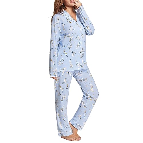 Image of Tugege Pajamas Set Long Sleeve Sleepwear Womens Button Down Nightwear Pj Sets