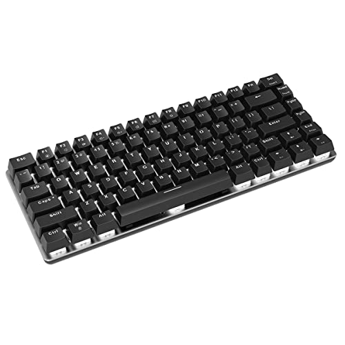 Image of Ajazz AK33 Geek Mechanical Keyboard, 82 Keys Layout, Black Switches, White LED Backlit, Aluminum Portable Wired Gaming Keyboard, Pluggable Cable, for Games Work and Daily Use, Black
