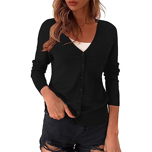 Generico cardigan elegante donna, Maglia Leggera con Bottoni e Scollo a V, Golfino a Manica Lunga da Abbinare Facilmente