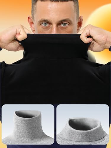 AORGSVI Mens Turtleneck Thermals Undershirt, Long Sleeve Warm Base Layer Thermal Tops, Fleece Lined Long John Shirts for Men4